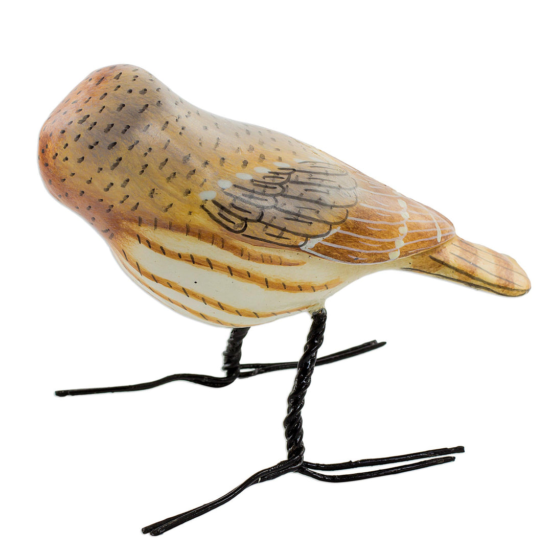 Artisan Crafted Elf Owl Ceramic Bird Figurine from Guatemala - Elf Owl