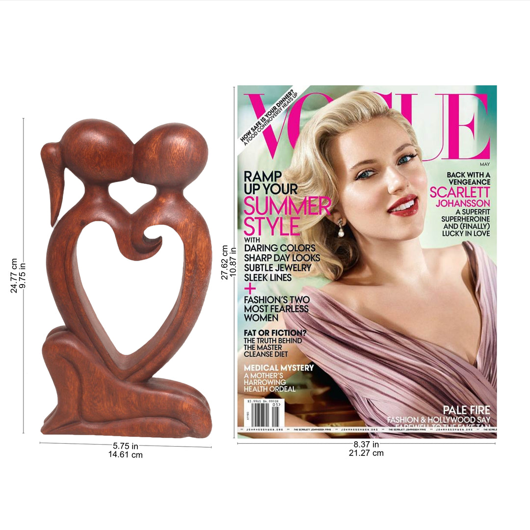 Hand Carved Romantic Suar Wood Statuette from Bali - Eternal Bond