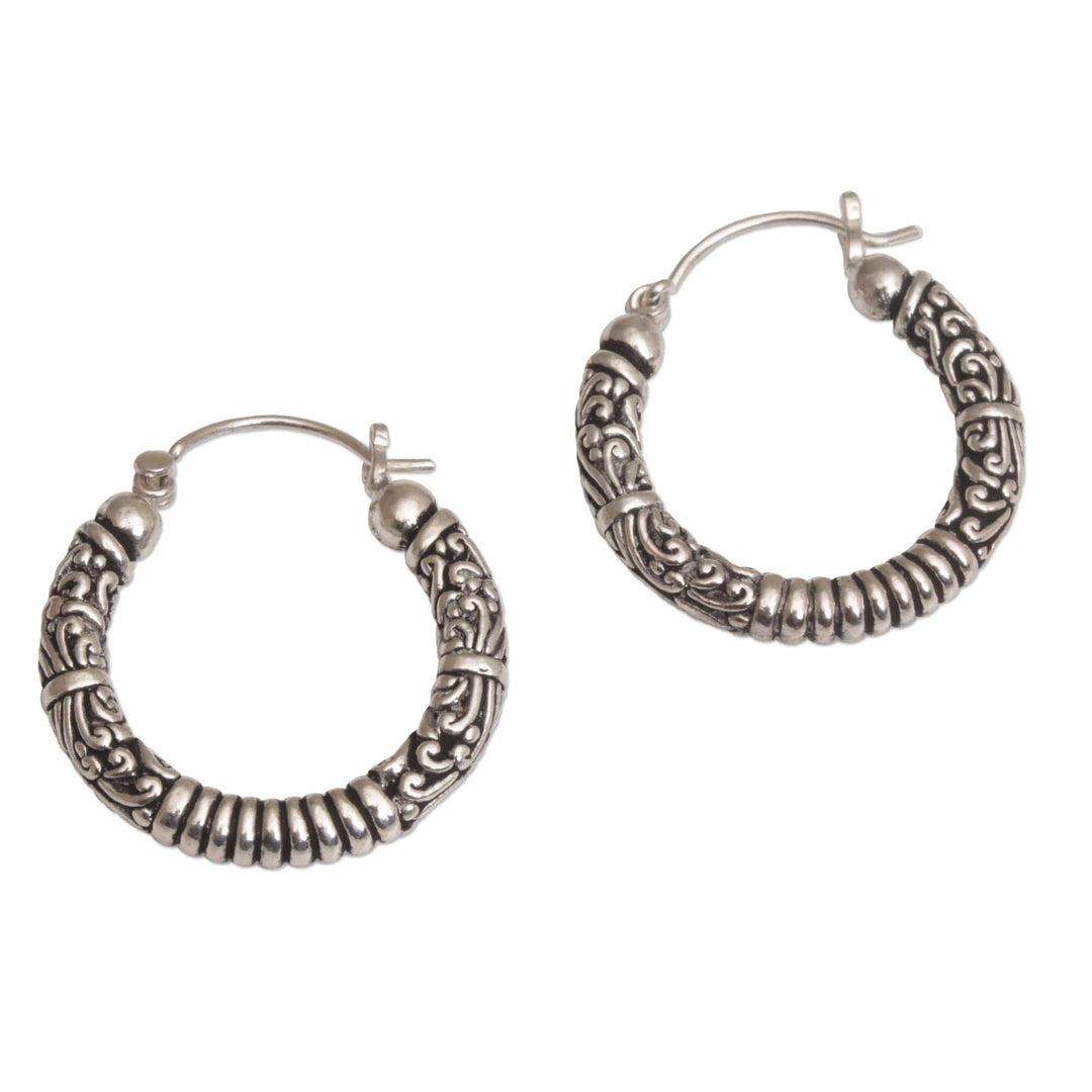 Artisan Crafted Sterling Silver Hoop Earrings from Bali - Lightweight Feeling