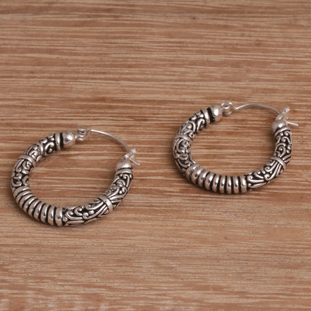 Artisan Crafted Sterling Silver Hoop Earrings from Bali - Lightweight Feeling