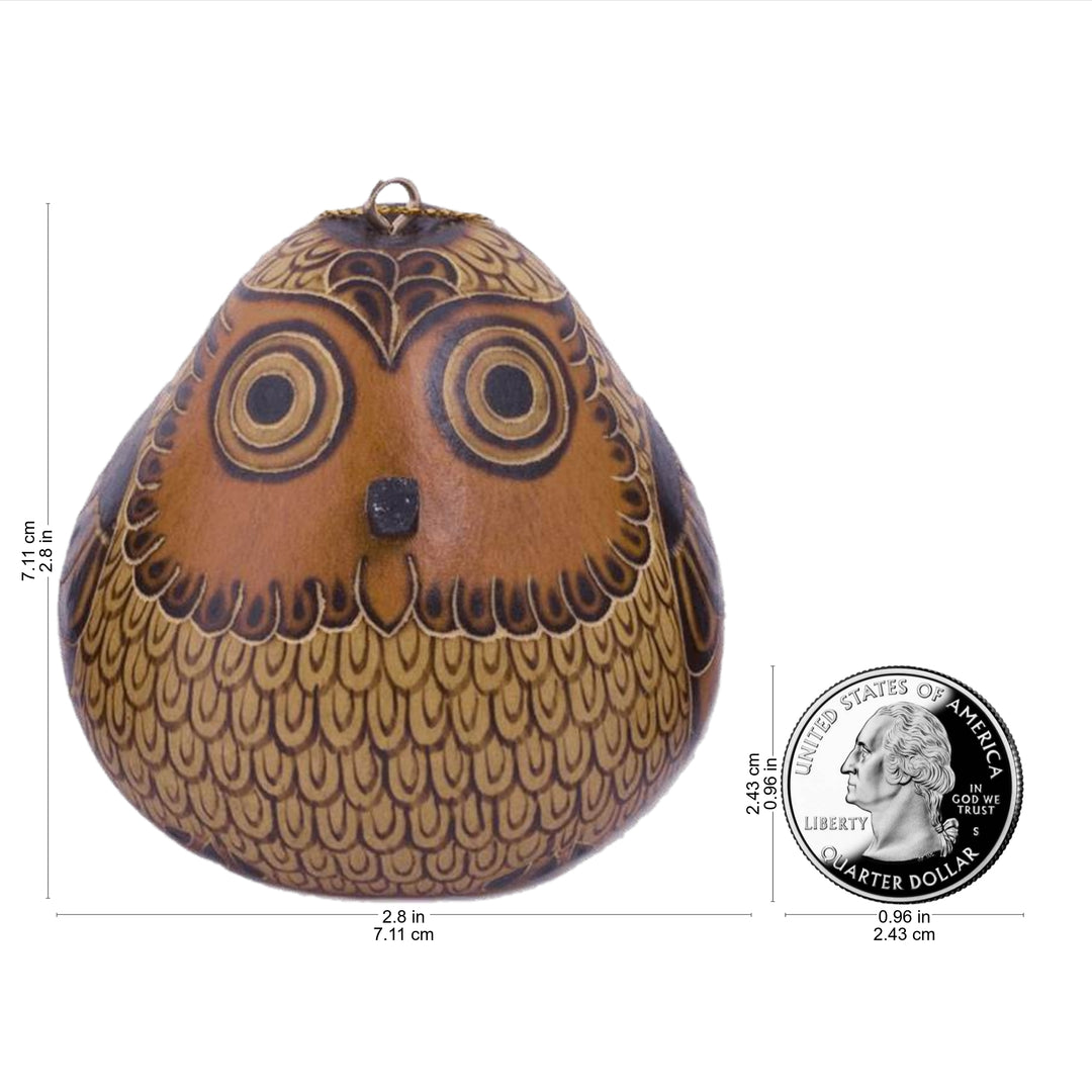 Dried Mate Gourd Hanging Owl Ornaments from Peru (set of 3) - Sweet Guardians