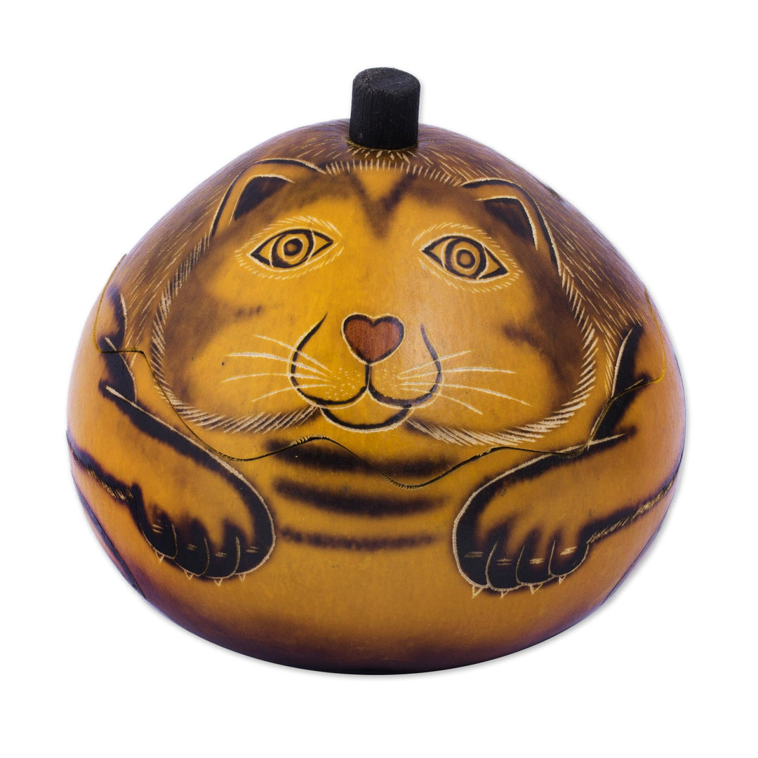 Andean Artisan Crafted Dried Mate Gourd Cat Box - Andean Feline