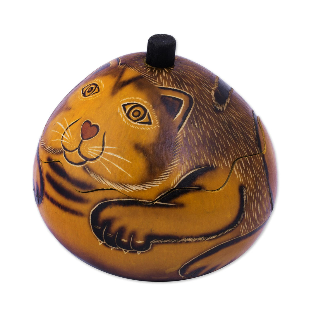 Andean Artisan Crafted Dried Mate Gourd Cat Box - Andean Feline