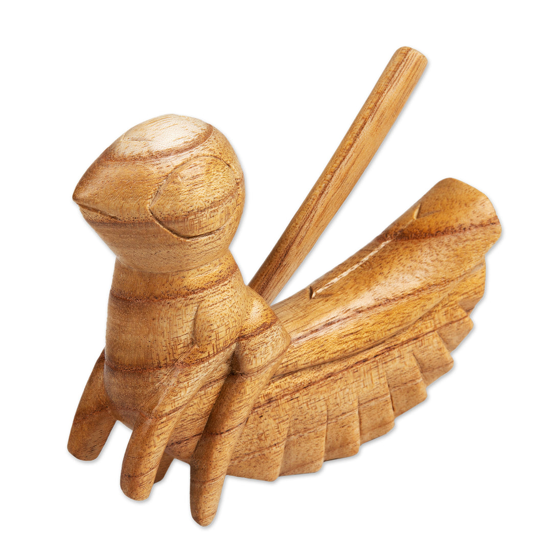 Hand Carved Balinese Cricket Suar Wood Percussion Instrument - Cricket Melody