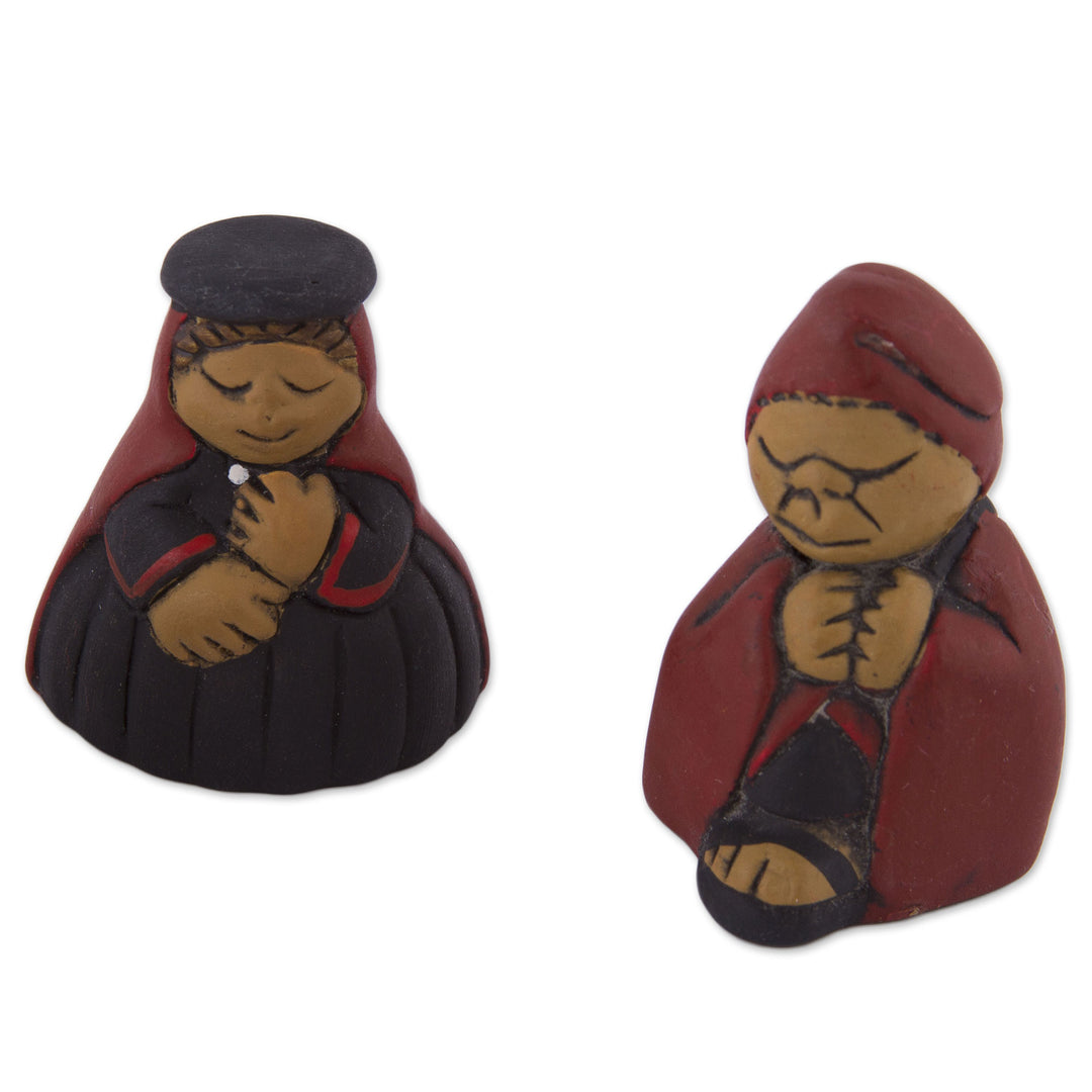 Andes Handcrafted 7 Piece Diminutive Ceramic Nativity Scene - Christmas Meditation