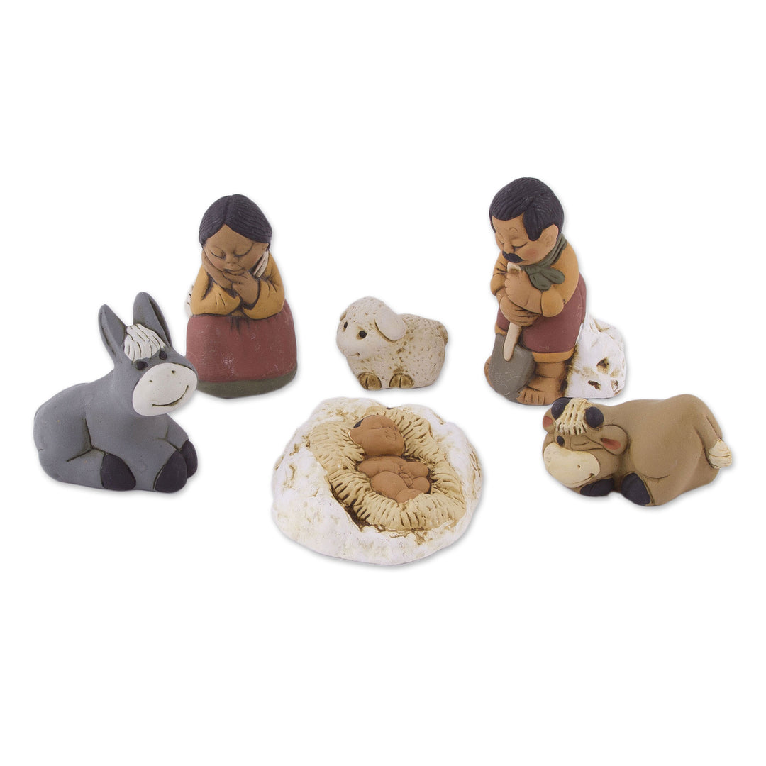 Petite Ceramic Andean Nativity Scene (6 Pieces) - Grandparents on Christmas Eve