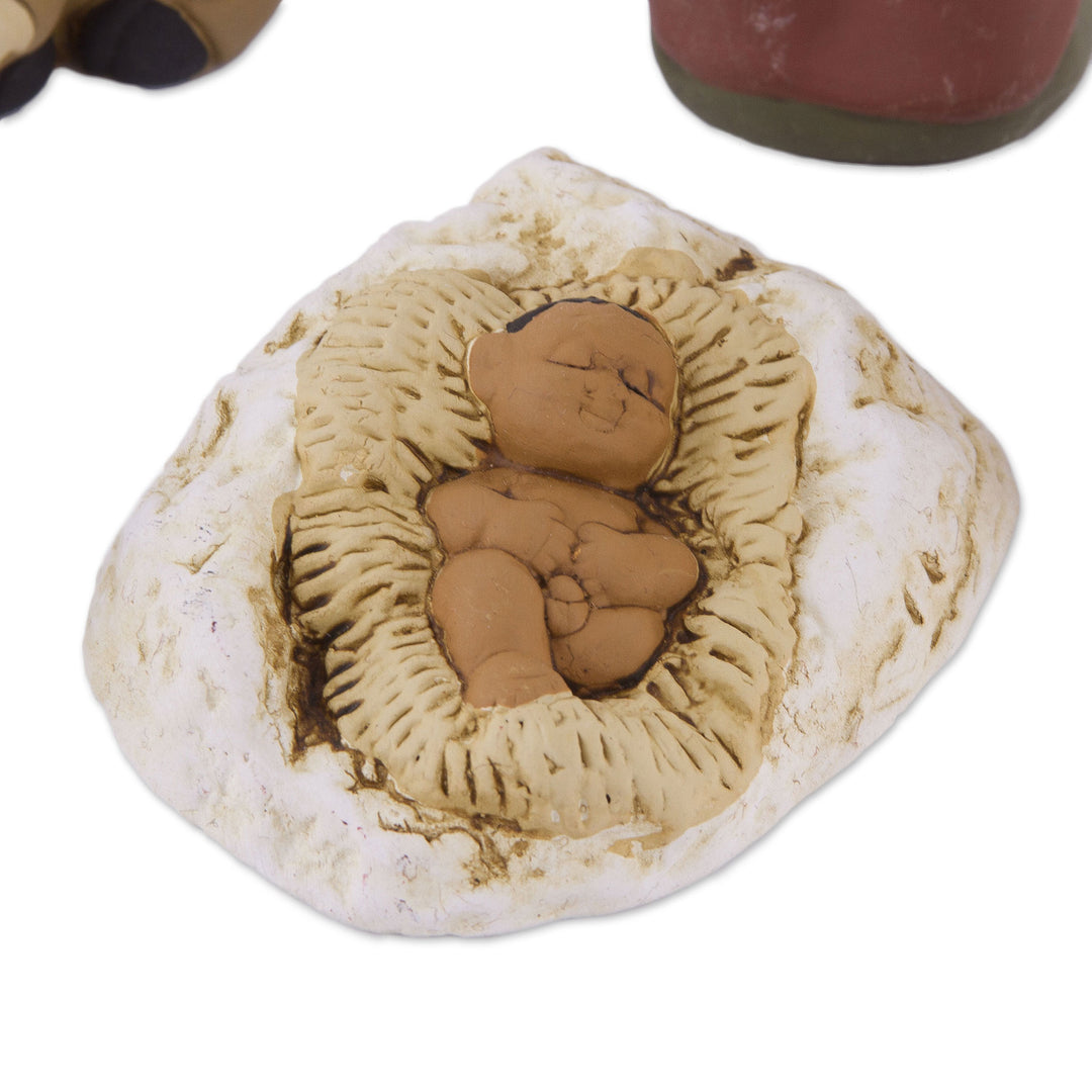 Petite Ceramic Andean Nativity Scene (6 Pieces) - Grandparents on Christmas Eve