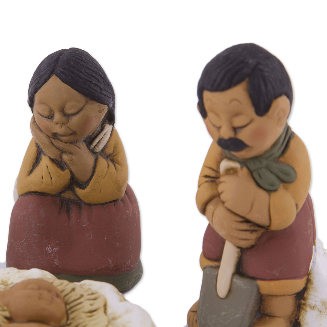 Petite Ceramic Andean Nativity Scene (6 Pieces) - Grandparents on Christmas Eve