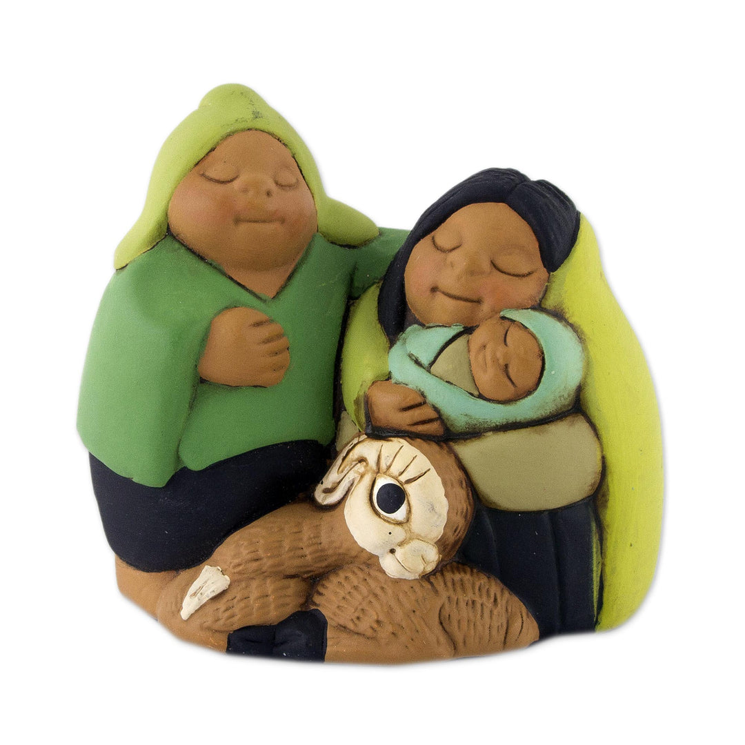 Petite Handcrafted Ceramic Andean Christmas Nativity Scene - Holy Family in Peru