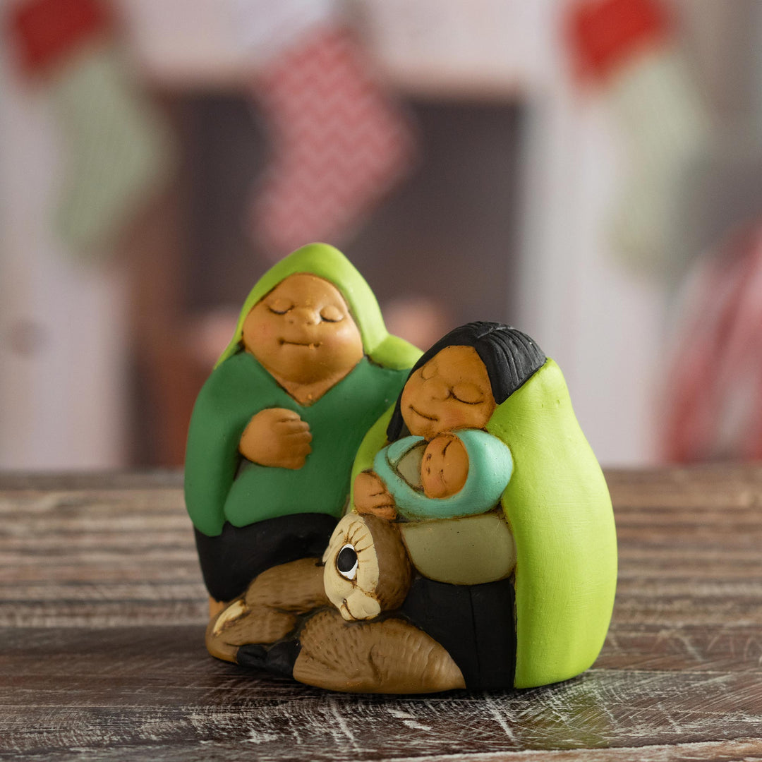 Petite Handcrafted Ceramic Andean Christmas Nativity Scene - Holy Family in Peru