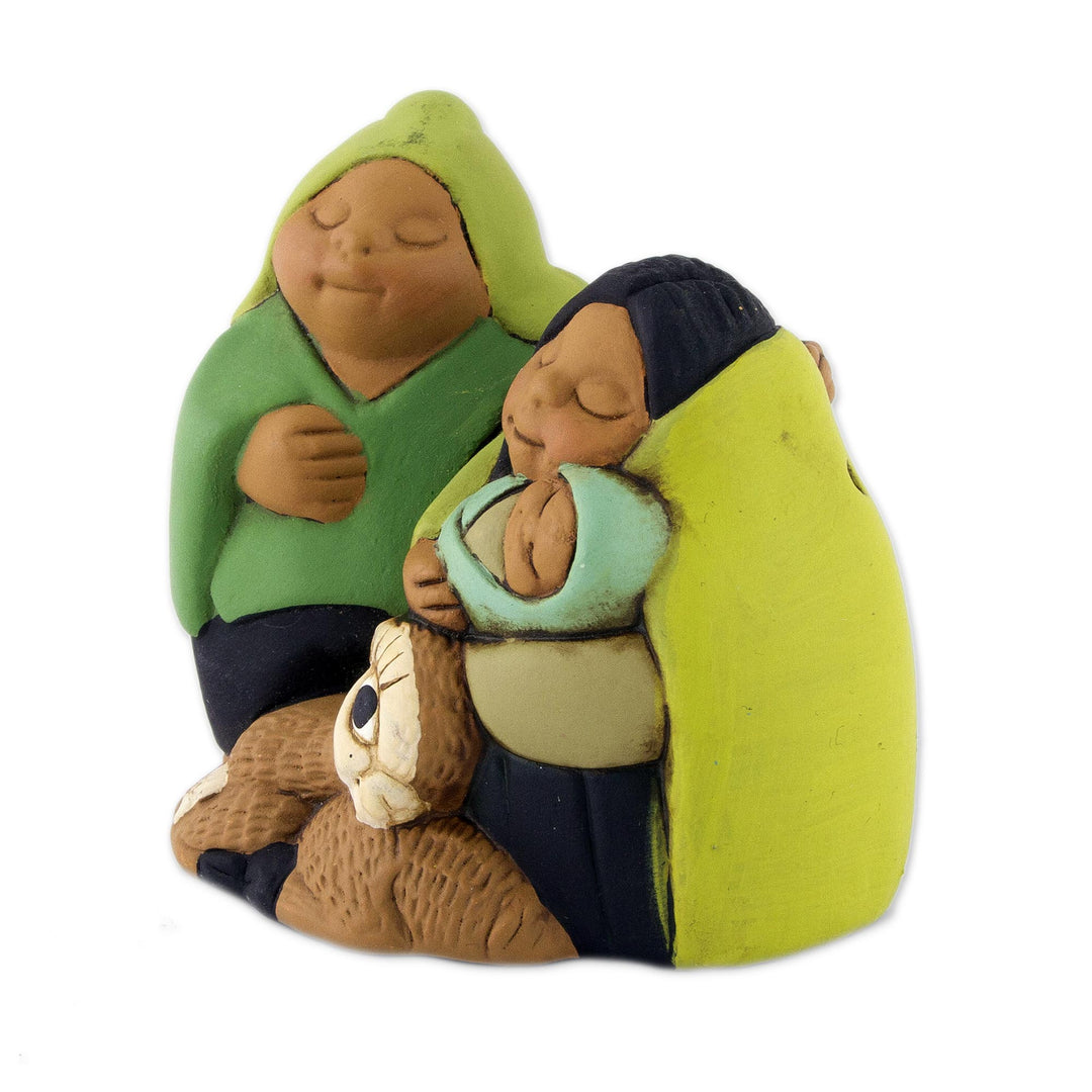 Petite Handcrafted Ceramic Andean Christmas Nativity Scene - Holy Family in Peru