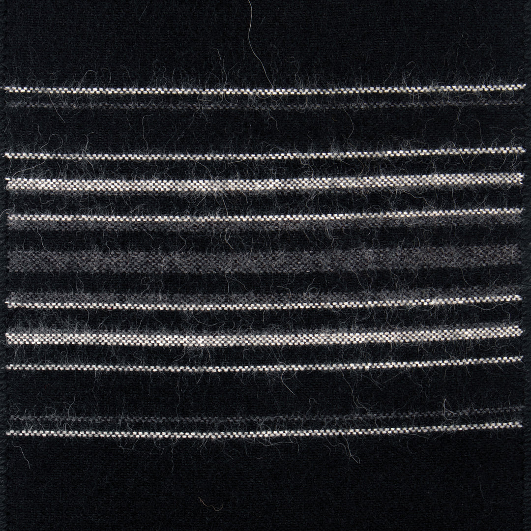 Artisan Crafted Woven Black Alpaca Blend Scarf for Men - Andean Clouds in Black