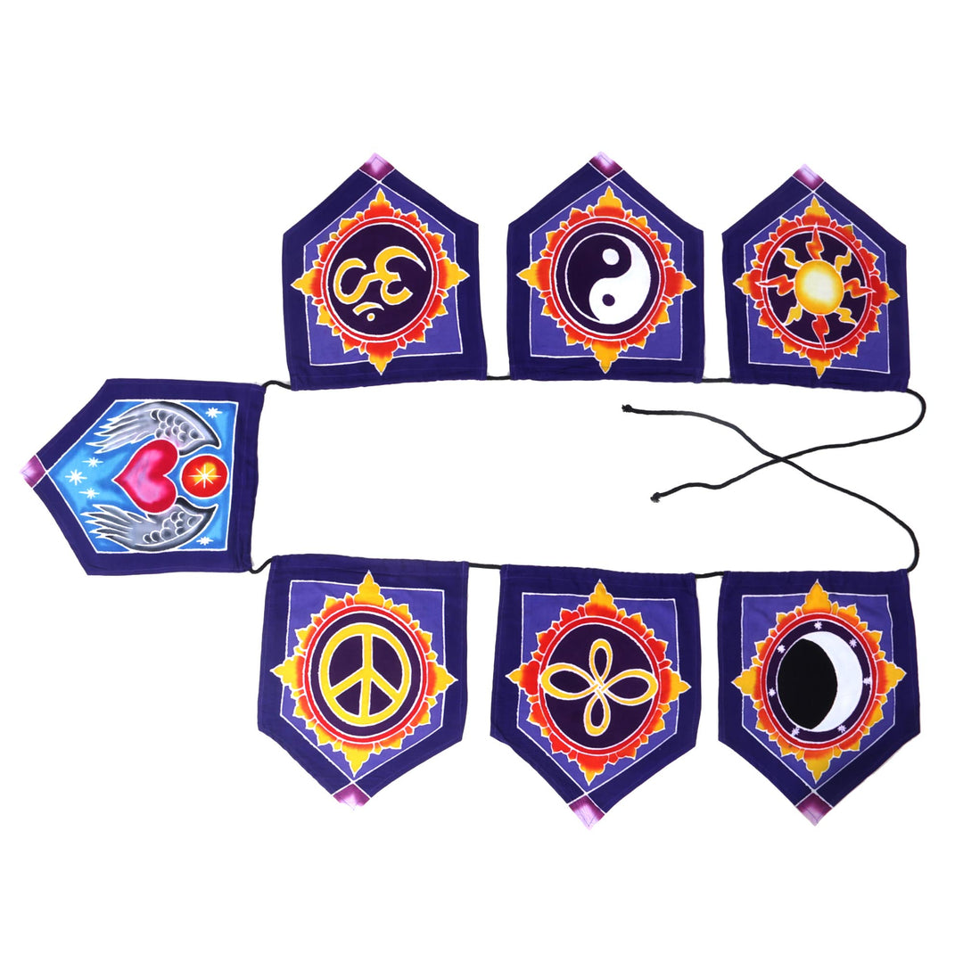 Batik Rayon Wall Hanging with Spiritual Symbols from Bali - Symbols of Life