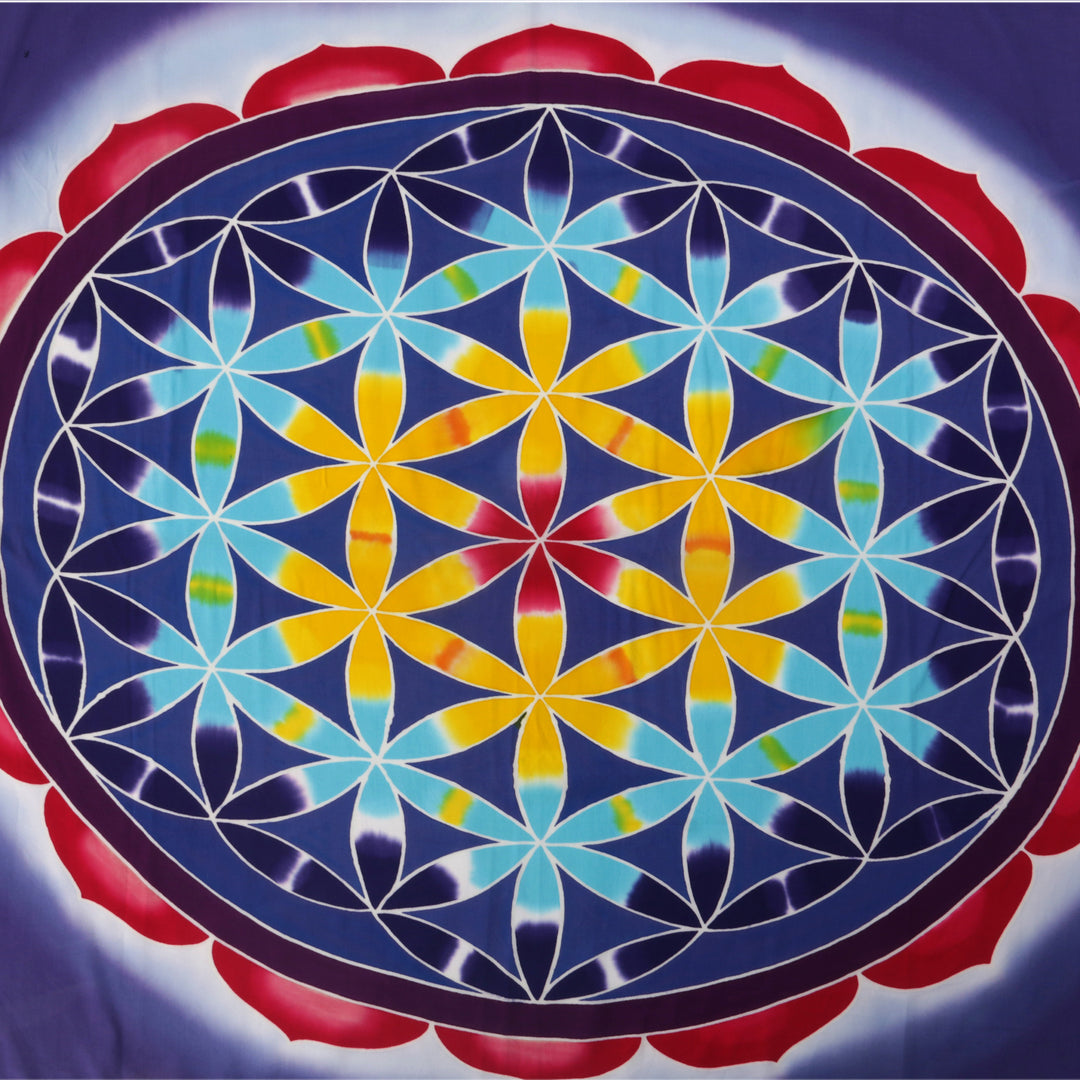 Floral Motif Batik Rayon Wall Hanging from Bali - Rice Petals