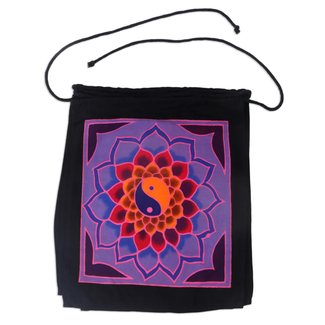 Floral Buddha Batik Rayon Wall Hanging from Bali - Lotus Heritage
