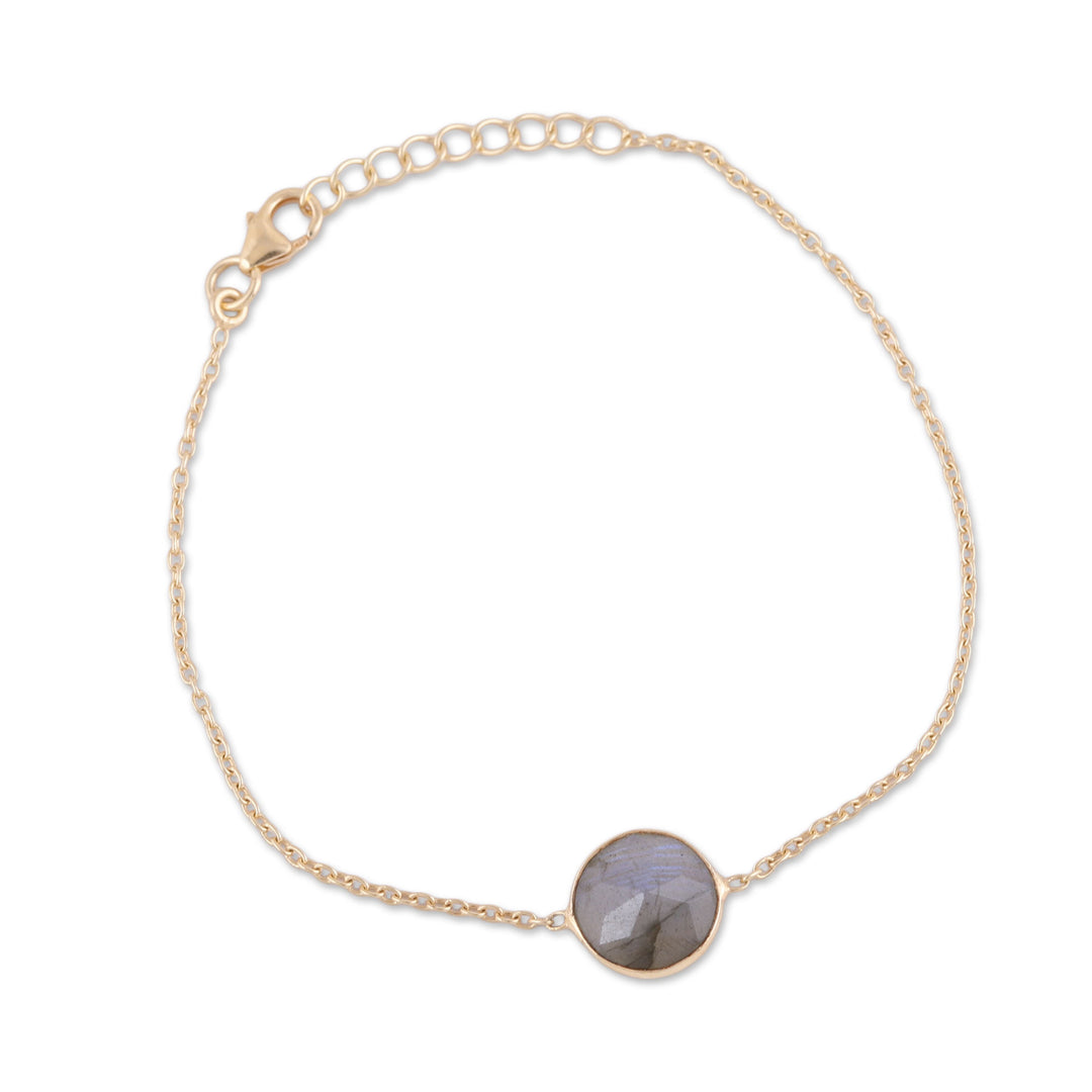 Handmade Vermeil Labradorite Pendant Bracelet from India - Mesmerizing Night