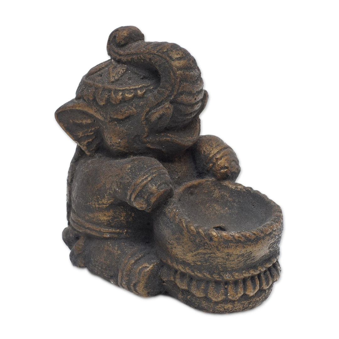 Artisan Crafted Cast Stone Elephant Theme Incense Holder - Royal Illumination