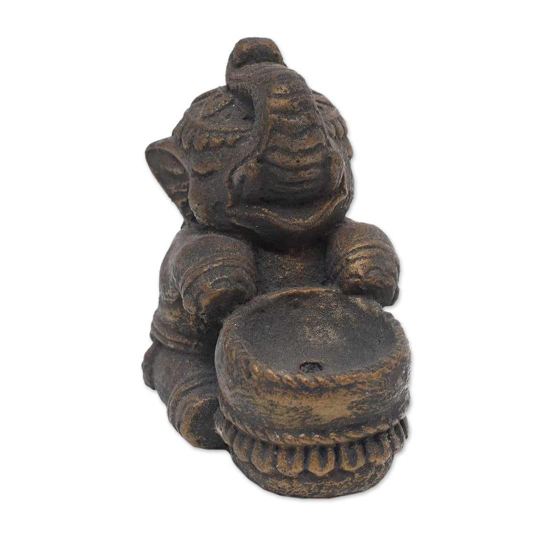 Artisan Crafted Cast Stone Elephant Theme Incense Holder - Royal Illumination