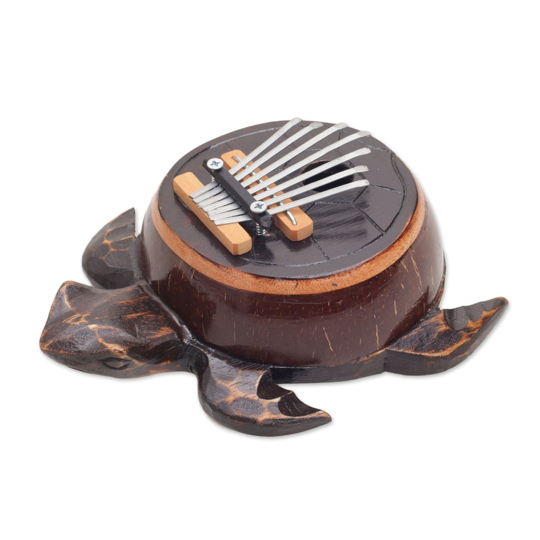 Hand Crafted Balinese Coconut Shell Thumb Piano - Turtle Tune