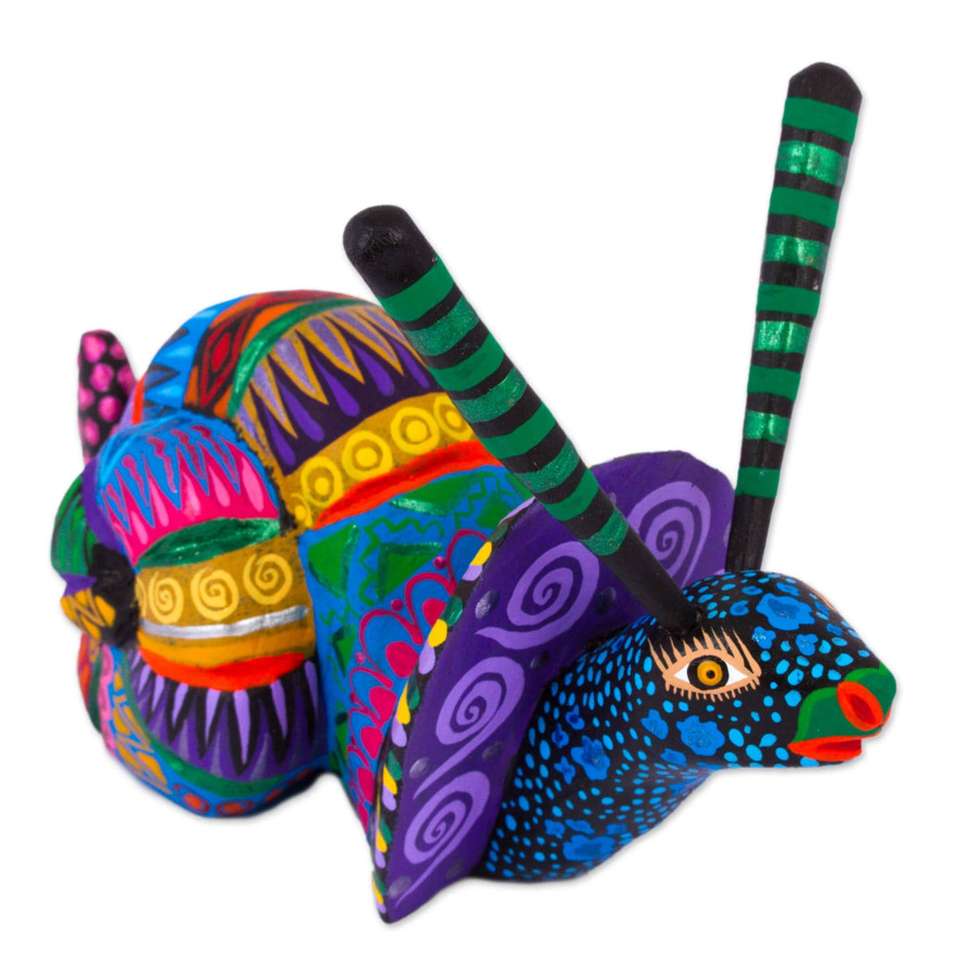 Multicolored Wood Snail Alebrije Figurine from Mexico - Rainbow Snail
