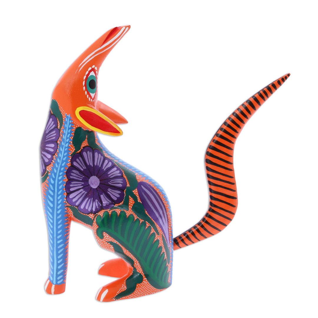 Multi-Color Wood Whistling Coyote Alebrije - Whistling Coyote