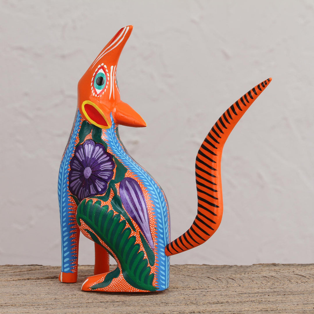 Multi-Color Wood Whistling Coyote Alebrije - Whistling Coyote