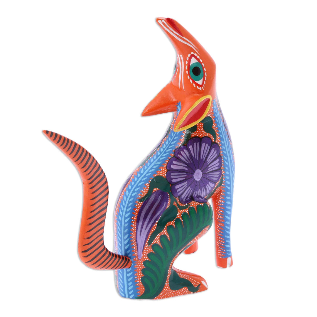 Multi-Color Wood Whistling Coyote Alebrije - Whistling Coyote