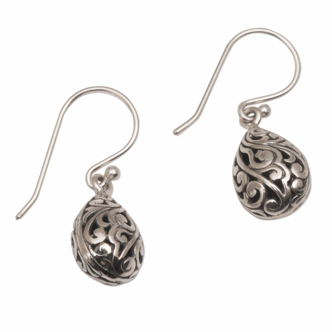 Hand Crafted Balinese Sterling Silver Dangle Earrings - Envelop Eternity