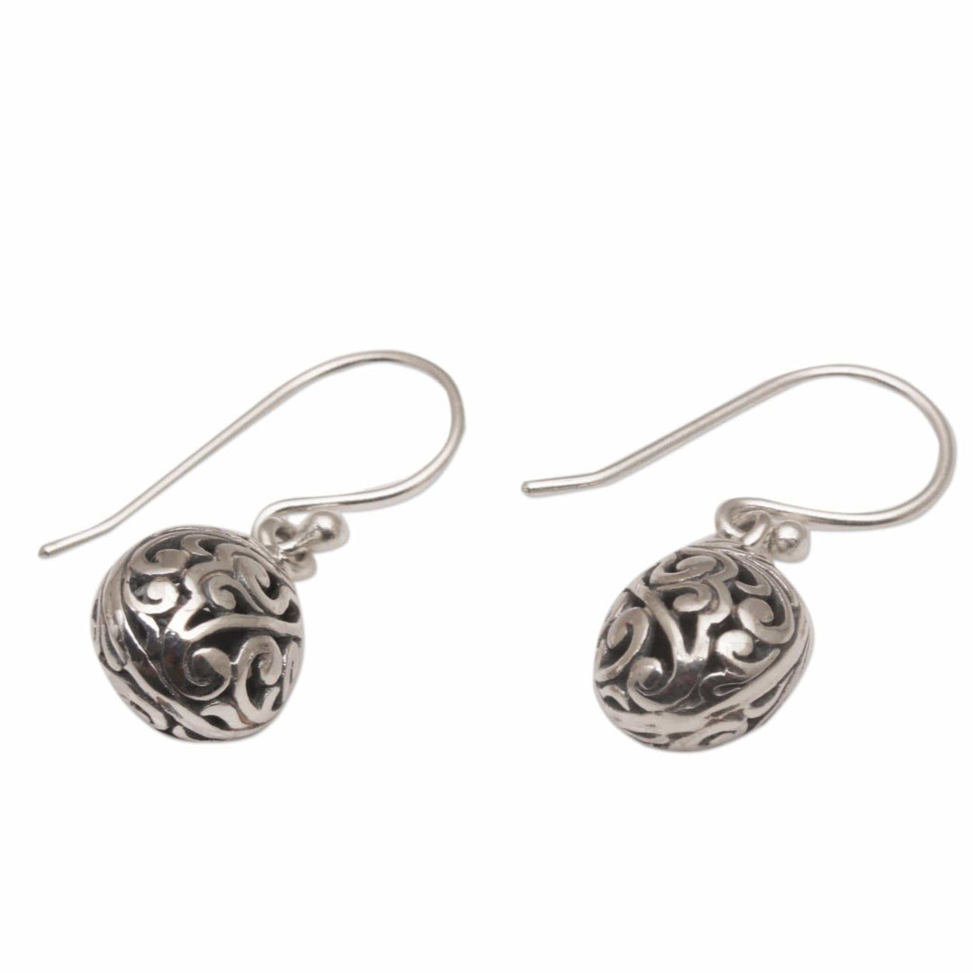 Hand Crafted Balinese Sterling Silver Dangle Earrings - Envelop Eternity