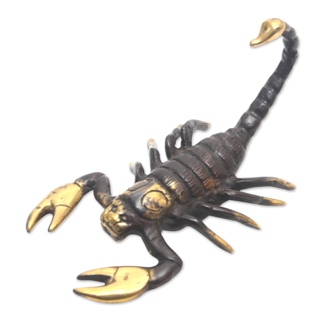 Cast Bronze Scorpion Figurine Antique Finish from Bali - Scorpion's Bite