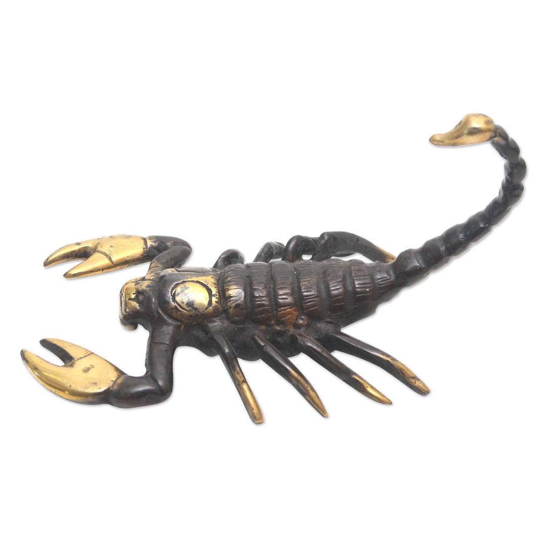 Cast Bronze Scorpion Figurine Antique Finish from Bali - Scorpion's Bite