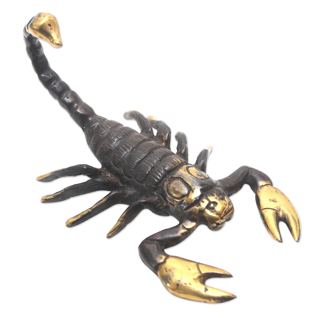 Cast Bronze Scorpion Figurine Antique Finish from Bali - Scorpion's Bite