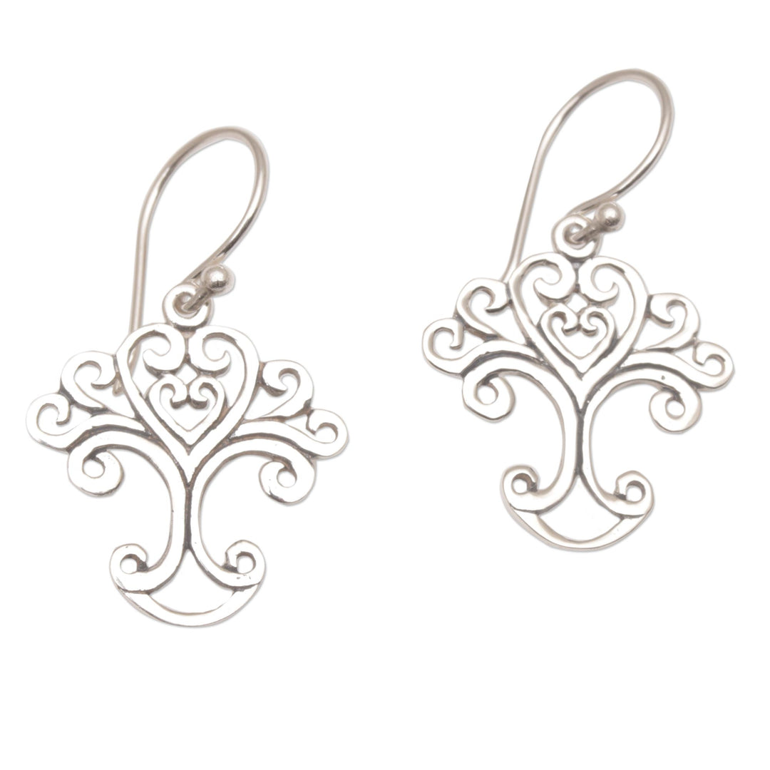 Handmade Sterling Silver Tree Earrings from Indonesia - Loving Tree