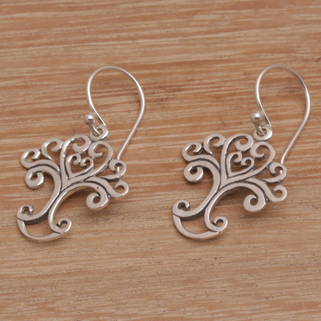 Handmade Sterling Silver Tree Earrings from Indonesia - Loving Tree