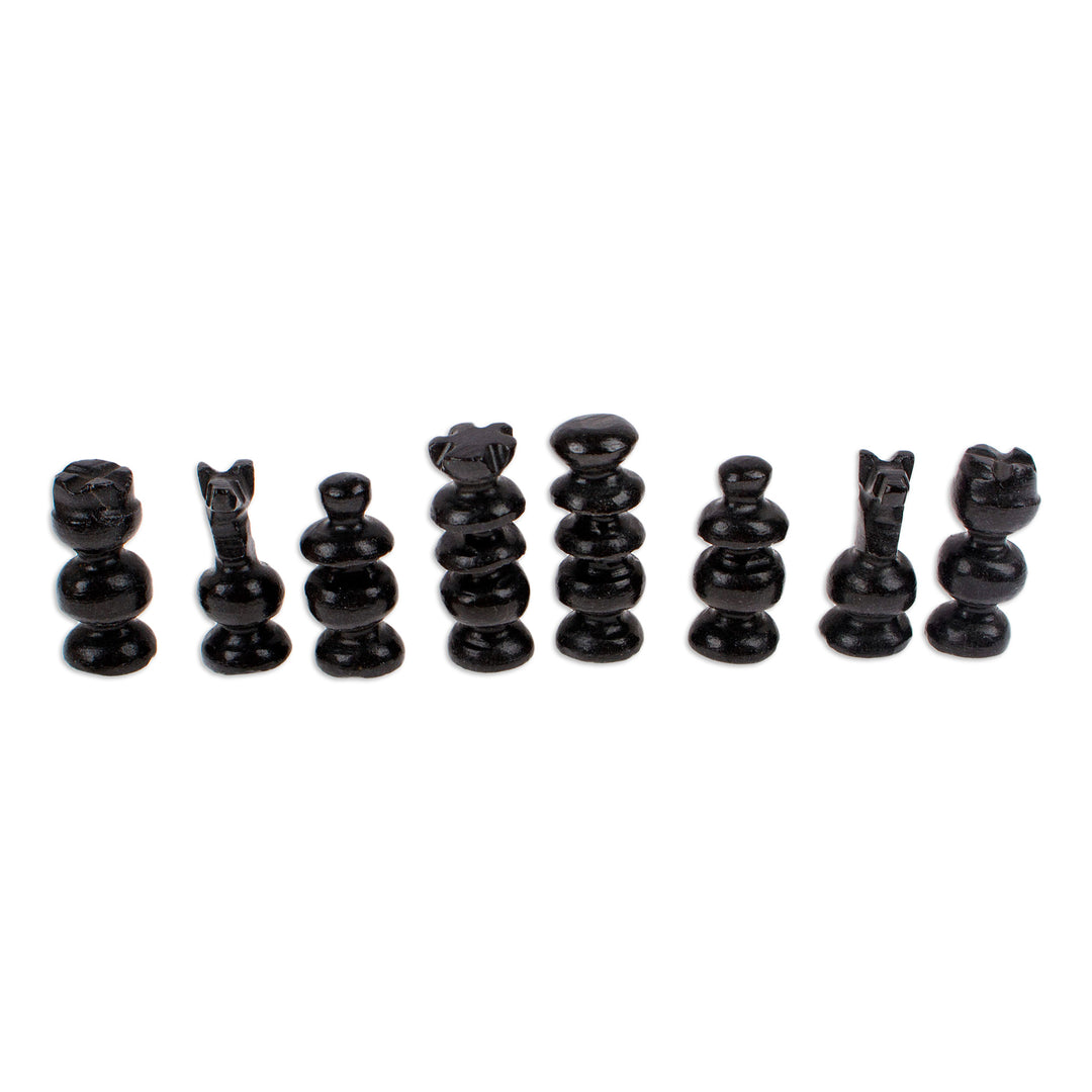 Marble Chess Set in Black and Pink from Mexico - Black and Pink Challenge