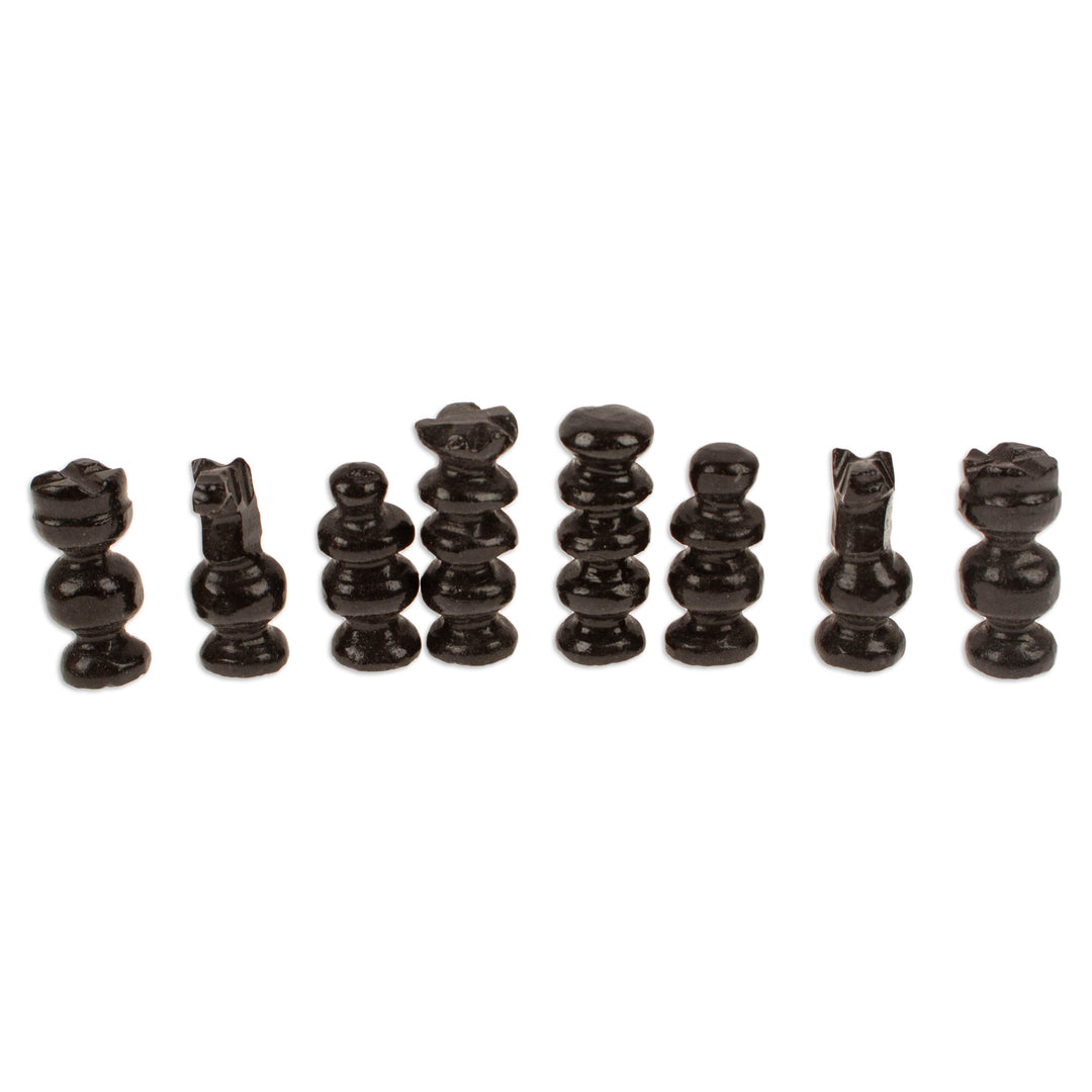 Onyx and Marble Chess Set in Black and Ivory (5 in.) - Black and Ivory Challenge