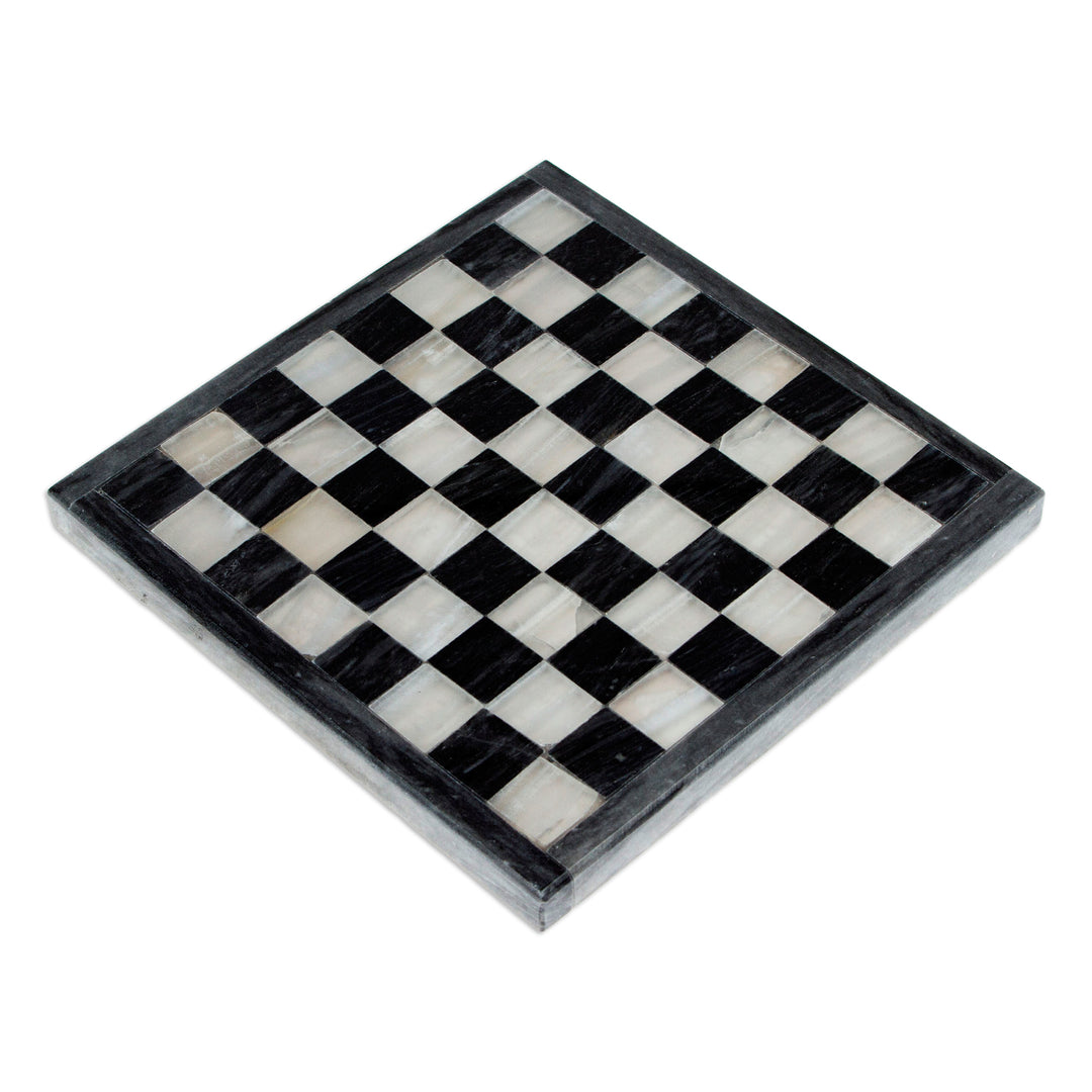 Mini Onyx and Marble Chess Set in Grey and Ivory - Grey and Ivory Challenge