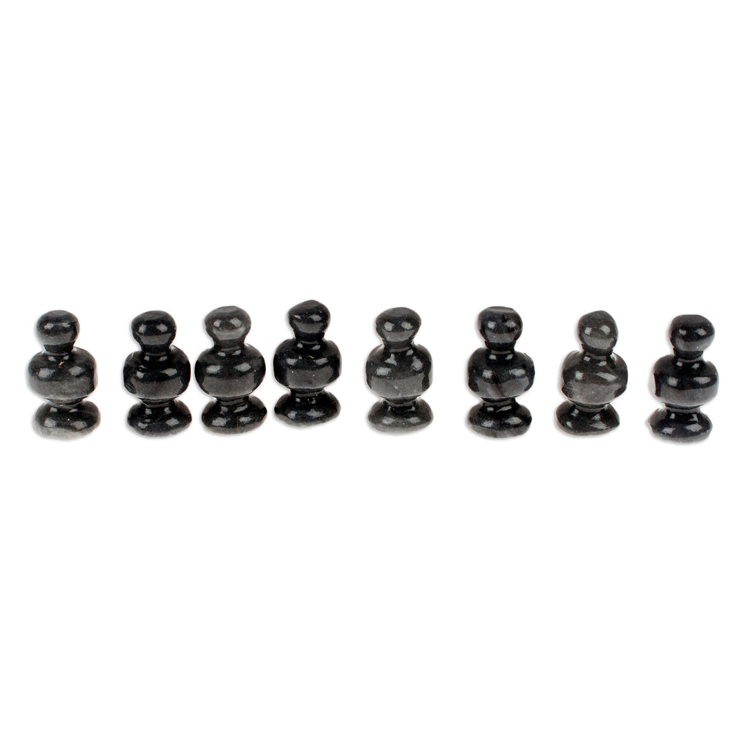 Mini Onyx and Marble Chess Set in Grey and Ivory - Grey and Ivory Challenge