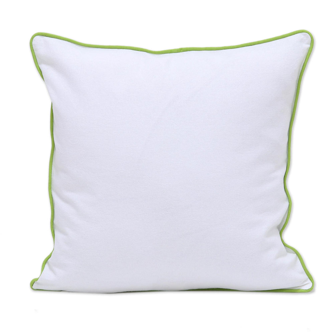 Screen Printed Green 100% Cotton Cushion Cover Pair India - Green Skylight