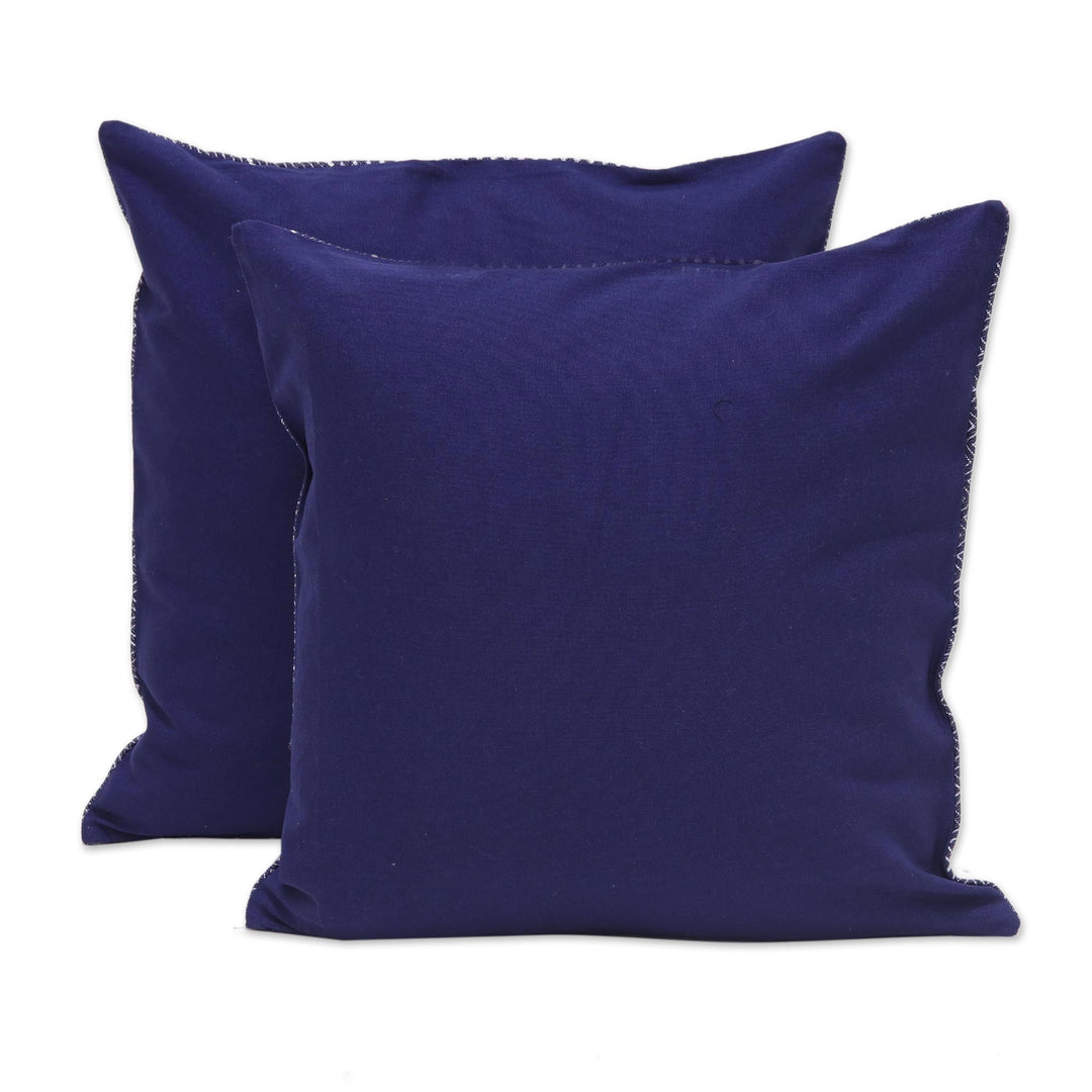 Two Patchwork Shirt Motif Denim Cushion Covers from India - Denim Shirts