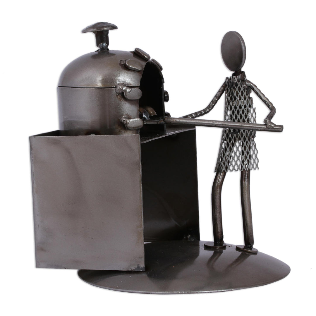 Upcycled Metal Auto Part Sculpture of a Baker from Mexico - Baker