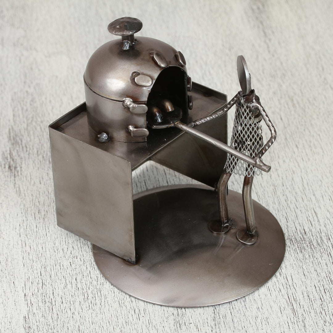 Upcycled Metal Auto Part Sculpture of a Baker from Mexico - Baker