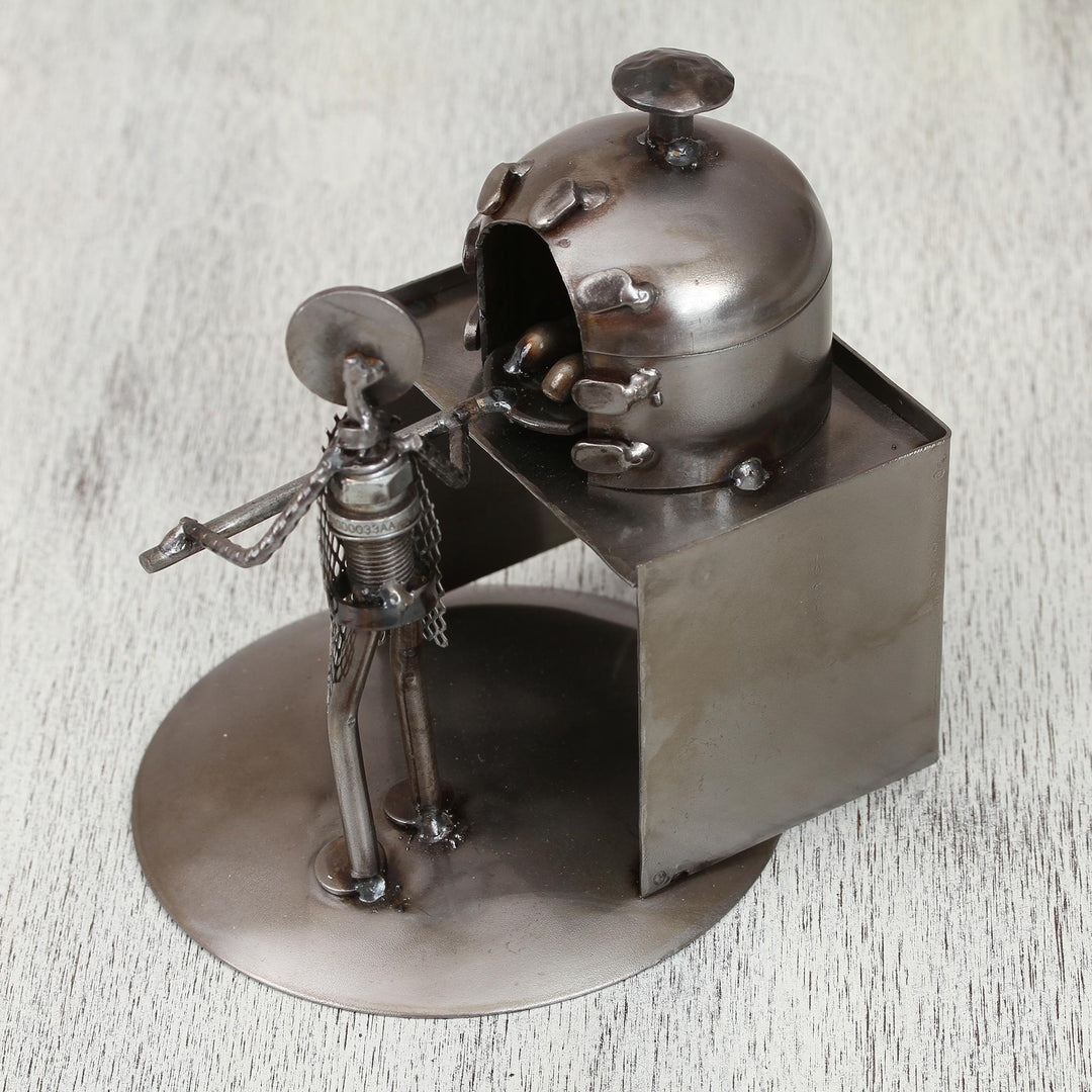 Upcycled Metal Auto Part Sculpture of a Baker from Mexico - Baker