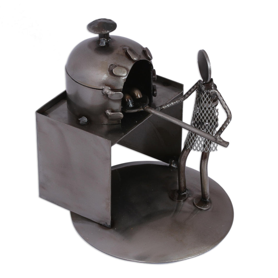 Upcycled Metal Auto Part Sculpture of a Baker from Mexico - Baker