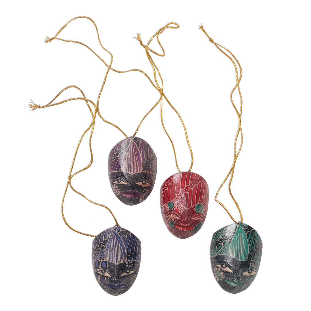 Hand Carved Wadang Wood Panang Warrior Ornaments (Set of 4) - Parang Warriors (set of 4)