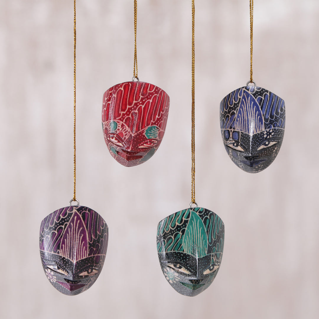 Hand Carved Wadang Wood Panang Warrior Ornaments (Set of 4) - Parang Warriors (set of 4)