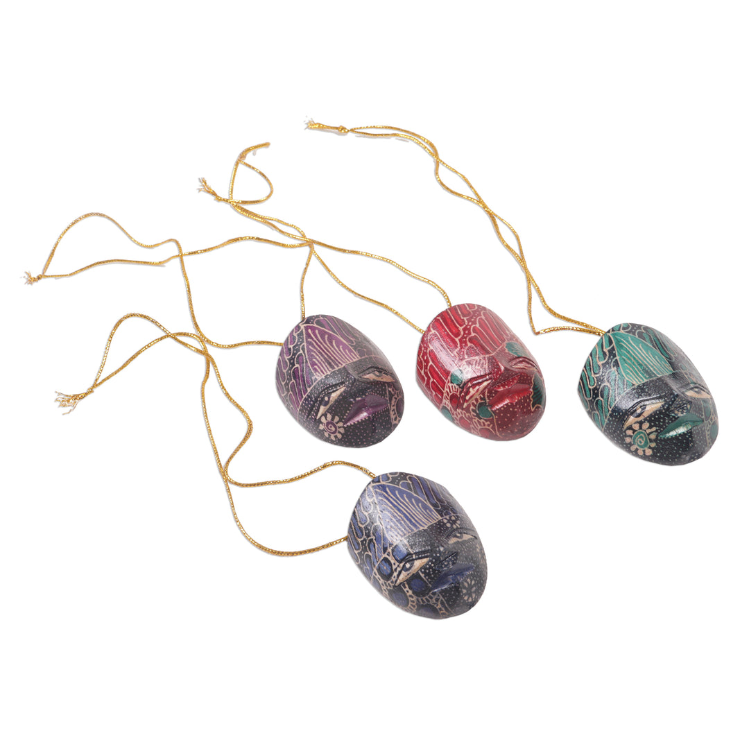 Hand Carved Wadang Wood Panang Warrior Ornaments (Set of 4) - Parang Warriors (set of 4)