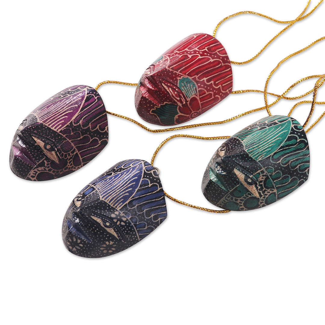 Hand Carved Wadang Wood Panang Warrior Ornaments (Set of 4) - Parang Warriors (set of 4)