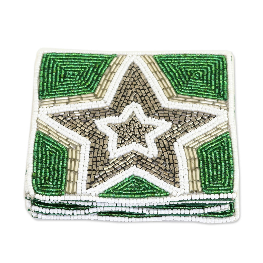 Glass Beaded Coasters with Star Motif (Set of 4) - Dazzling Star