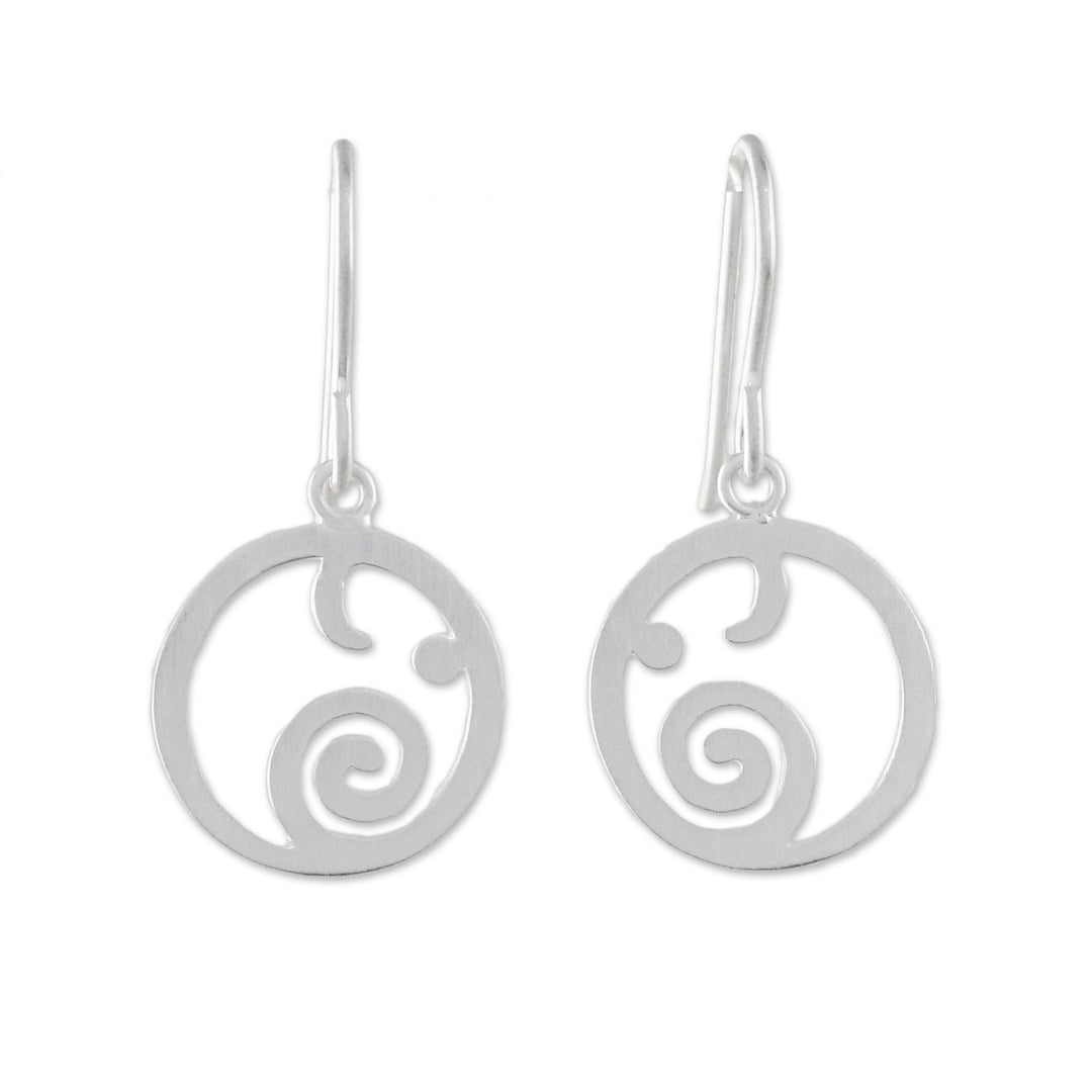 Circular Sterling Silver Elephant Earrings from Thailand - Stellar Elephants